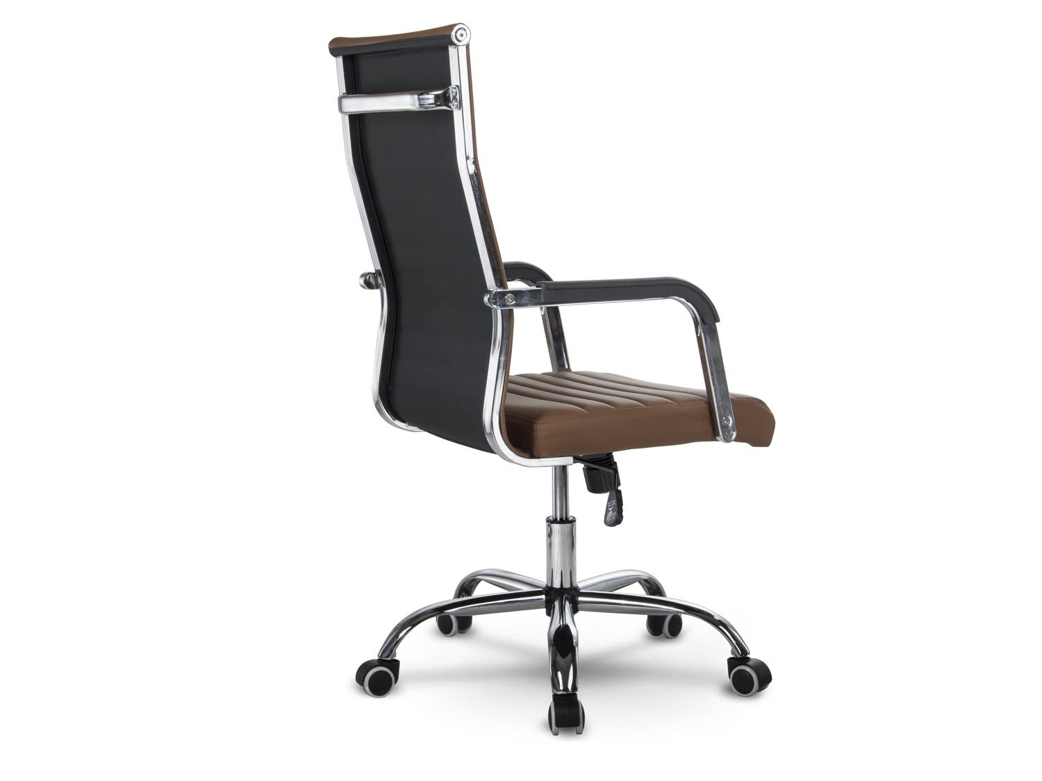 Boston - Sedia girevole da ufficio con ruote, stile classico, ergonomico, in ecopelle, ideale per il gioco, per la sala da pranzo o per desk chair – marrone