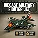 Diecast Fighter Jet Toy Military Falcon Replica Model - 1:400 Scale Airplane Pullback Metal Alloy Aircraft Vehicle with Flashing Lights and Sound