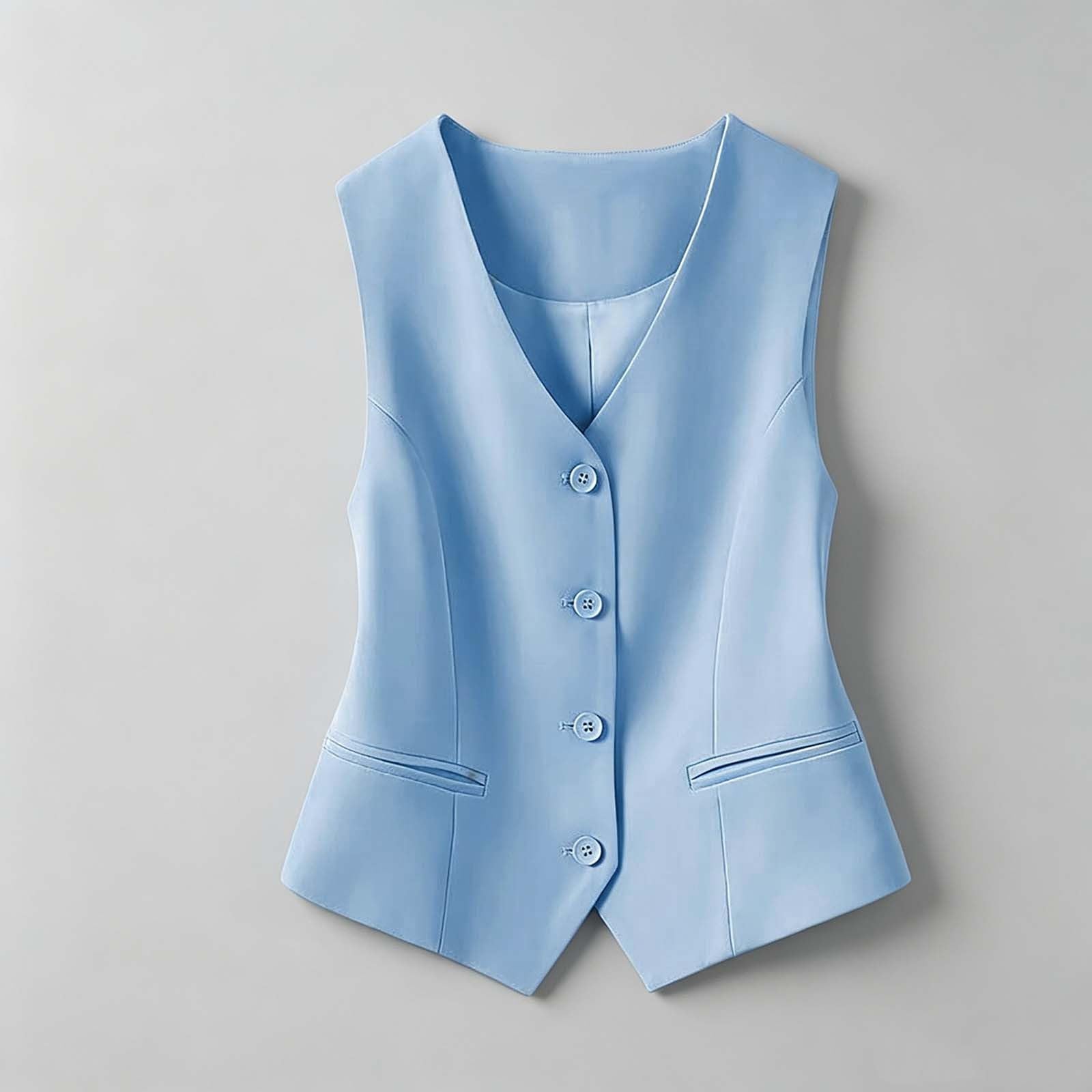 Gilet De Costume pour Femme Gilet sans Manches Veste Waistcoat avec Boutons Gilets Formel Affaires Élégante pour Mariage, Fête d'affaires, Tenue Quotidienne