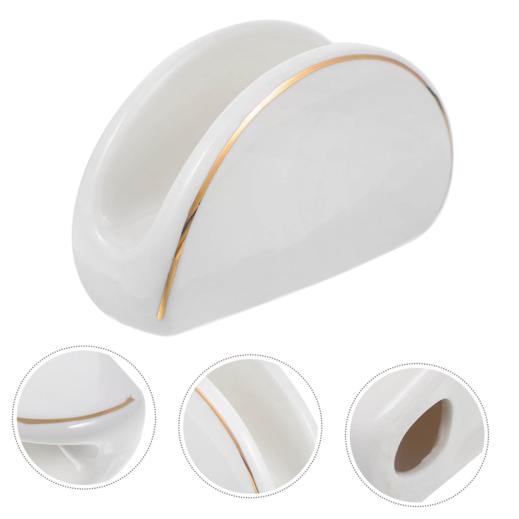 Cabilock 2piezas Soporte De Servilletas De Cerámica Bordes Dorados Servilletero Vertical Para Cocina y Restaurante Dispensador De Servilletas Para Mesa