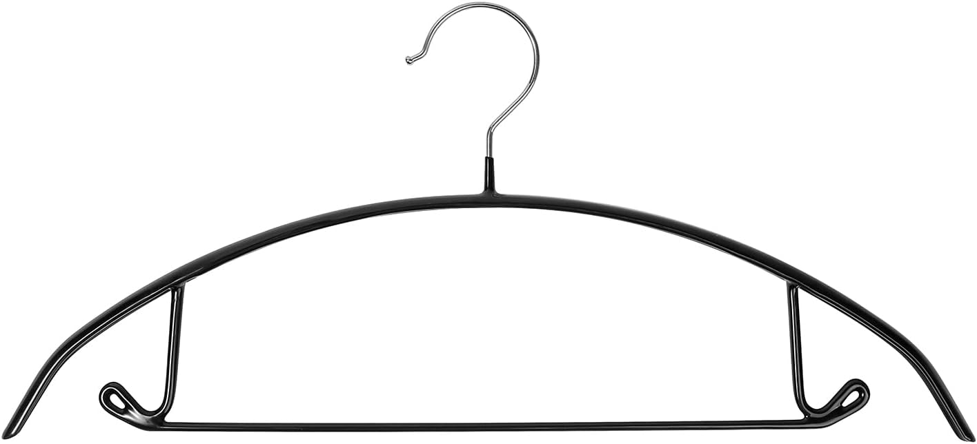 Premium PVC Sweater Hangers 20 Pack Heavy Duty- Non Slip No Shoulder Bump Suit Hanger -Chrome Hooks,Space Saving Clothes Rounded Shape for Coat,Jackets,Pants,Golf T Shirts (20, Silver/Black)