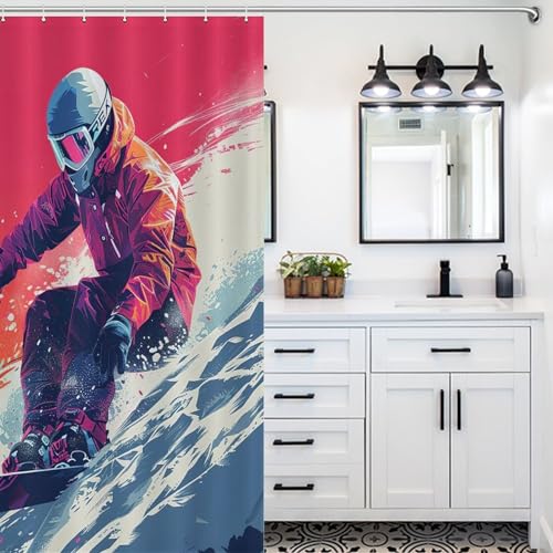 Snowboard rideau de douche en polyester 122x183cm lavable - 5