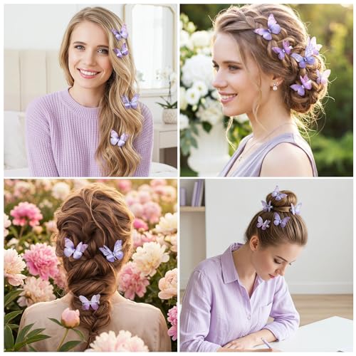 5 pinzas butterfly de organza para mujer moradas miniatura 3