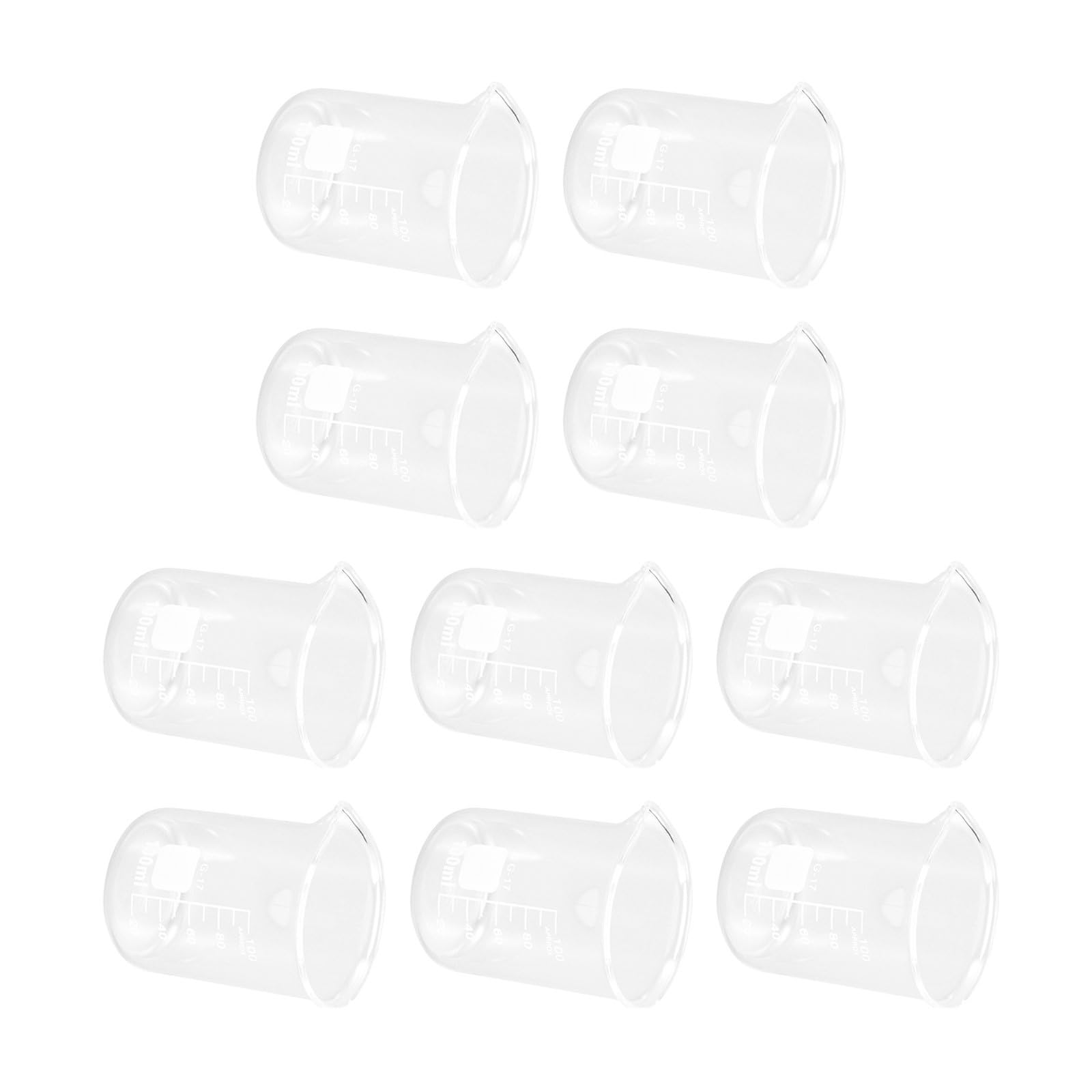 Lot de 10 Béchers en Verre 100ml, Gradués pour Laboratoire