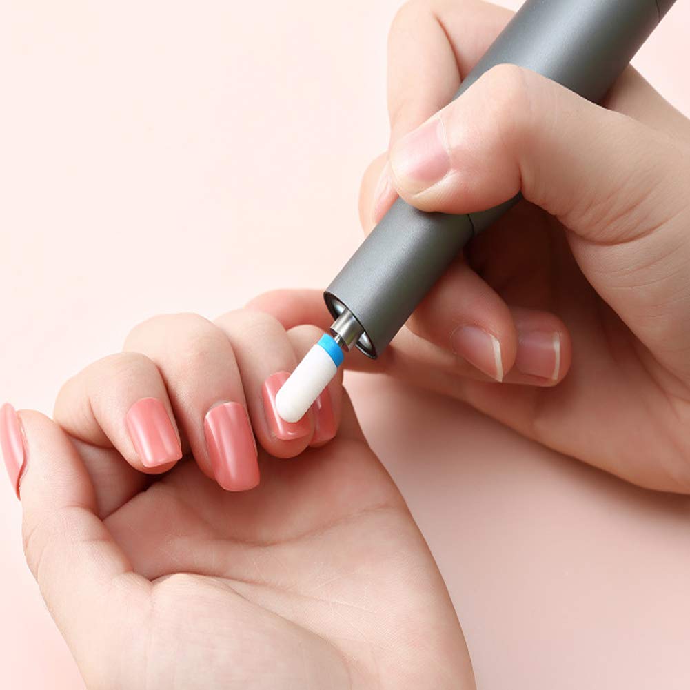 Torno para Uñas Rectificadora Manicura Portátil Wireless Recargable 30000RPM Eléctrico Uñas Pulidora Herramienta Bajo de Ruido y Vibración Equipo con Esmalte de uñas Puntas Dorado
