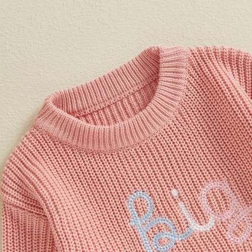Big Sister Sweater Toddler Baby Girl Long Sleeve Letter Embroidery Oversized Knit Sweater Fall Winter Clothes4