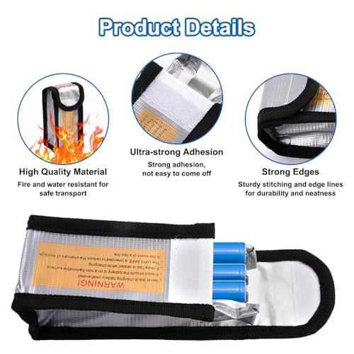 3 Stück Lipo Batterie Safe Bag, Explosionsgeschützte Lipo-Sicherheitstasche, Feuerfeste Batterie-Tasche, Feuerfeste Sicherheitsschutztasch, Klein Akku Tasche, für Ladung Und Transport(12.5x6.5x5cm)