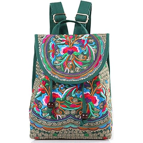 Goodhan Vintage Embroidered Women Backpack Ethnic Travel Handbag Shoulder Bag Cover