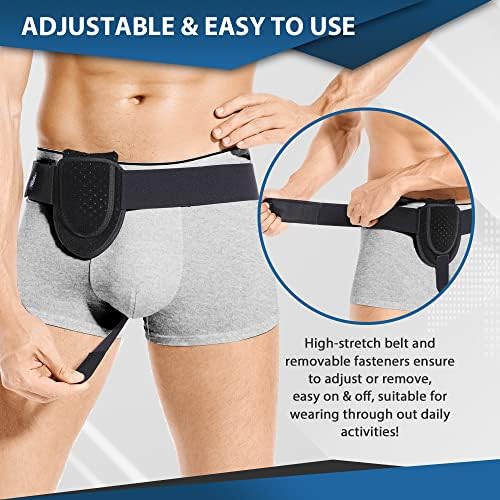 Hilph Inguinal Groin Hernia Belt for Men and Women, Flexible Adjustable Hernia Brace Truss Support Guard With Removable Compression Pad and Hot Cold Gel Pack for Femoral, Left And Right Wearable