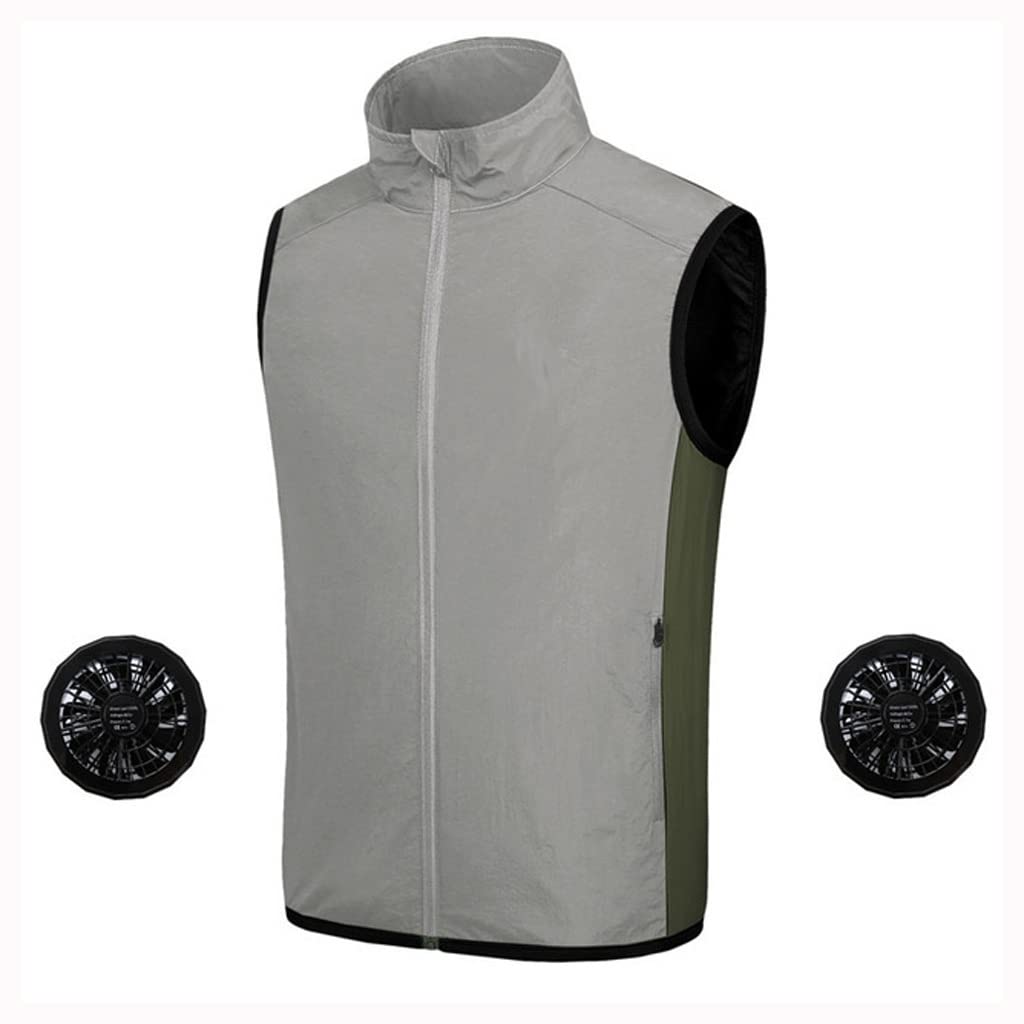 ZSQAWn/a Summer Sport Fan Air Condition Cool Man Woman Travel Ultralight Outdoor Vest Clothes Jacket Sun Windbreaker Fishing Worker (Color : A, Size : XL code)