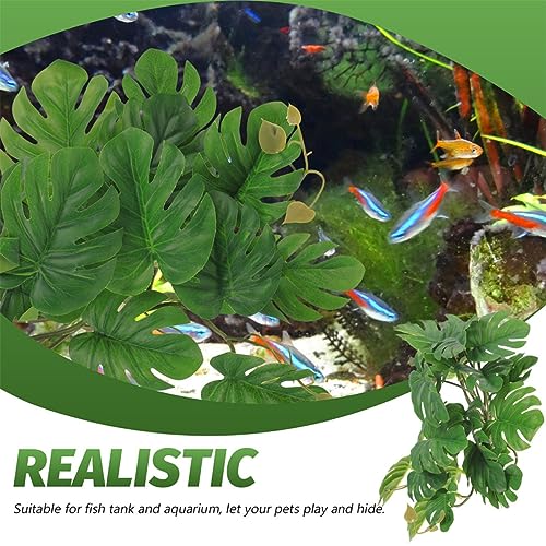 ORFOFE Artificial Hanging Plants with Suction Cups for Reptile Terrariums Realistic Climbing Decor for Tortoise and Amphibian Habitats Green Pendant Leaves for Reptile Enclosure Accessories - Image 4