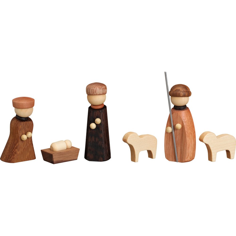 Seiffener Volkskunst Nativity Scene, 6 Pieces, 7 cm / 3 inch, Original Erzgebirge