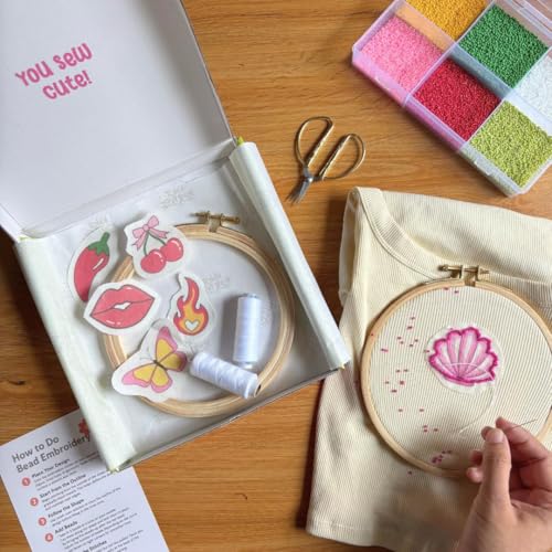 Image of KNOT YOUR TYPE Bead Embroidery DIY Kit for Beginners | Hand Embroidery Kit with Beads, Hoop & Complete Stitching Materials | Creative Art & Craft Gift Set for Adults
