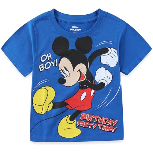 Disney Mickey Mouse Birthday Boys Short Sleeve T-Shirt for Toddler and Big Kids