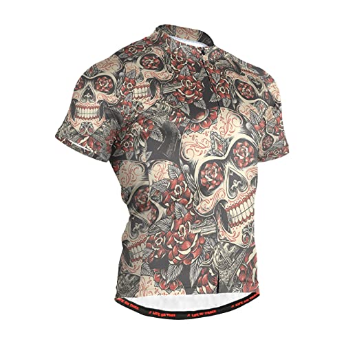 Sugar Skull Dia De Los Muertos (c17) Men's Cycling Jersey Short Sleeve Bike Jacket Biking Bicycle Jersey Shirt