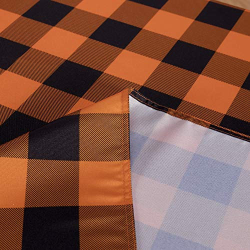 LUSHVIDA Halloween Checkered Square Rectangle Table Cloth – Washable Water Resistance Microfiber Plaid Tablecloth Decorative Table Cover for Picnic Banquet Party Kitchen Dining Room, 150 GSM - Thumbnail 3