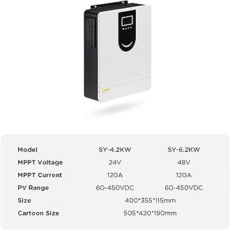 ASnwpaK 1.0-10.2KW Hybrid Solar Inverter, 12V 24V 48V Pure Sine Wave, Off Grid, 10200W, 48V DC, 220V AC, MPPT Solar Charge Controller, LCD Display