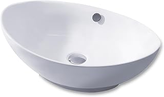 Luxier CS-004 Oval 23 in. Bathroom Ceramic Vessel Sink Art Basin in White
