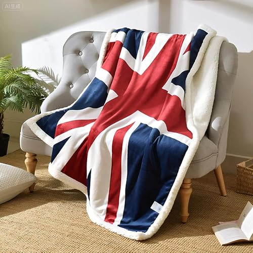 USTIDE Sherpa Throw Blanket Union Jack Blanket 51