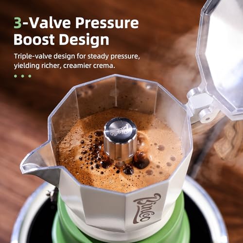 Image of Bincoo Espresso Maker Stovetop,Camping Moka Pot 2 Cup /120ML,Stove Top Espresso Italian Coffee Maker,Easy to Use (Pink-black)
