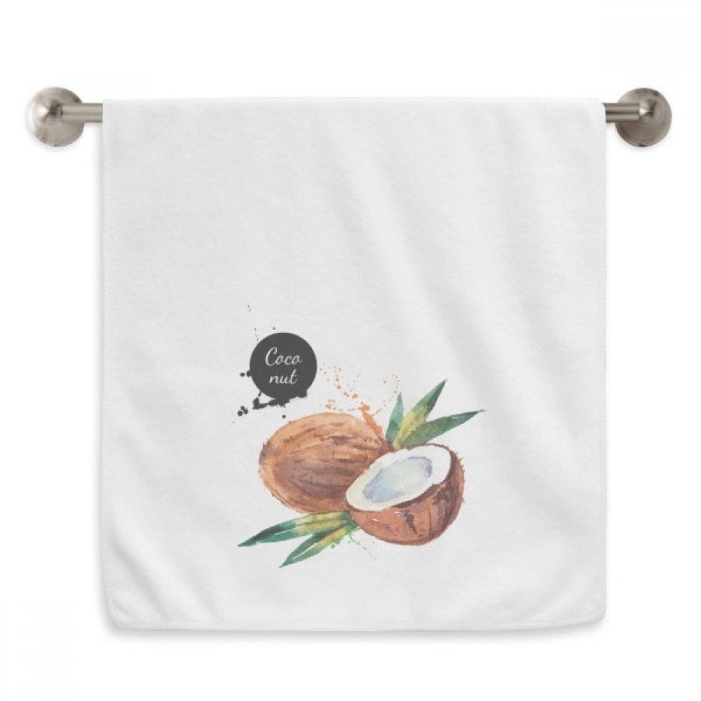 Serviettes débarbouillettes Noix de Coco fruits sain aquarelle blanc