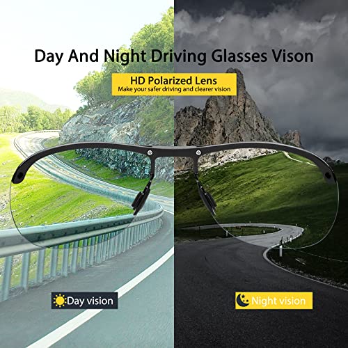 Image of K.LAVER Photochromic Polarized Sunglasses For Men Women UV Protection Round Clear Driving Glasses Anti Glare Eyewear Glasses