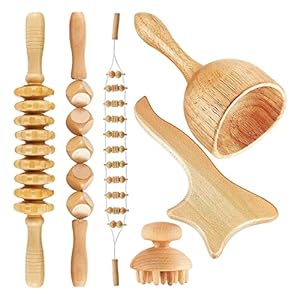 6-in-1 Maderoterapia Kit Wood Therapy Massage Tools Gua Sha Tool Lymphatic Drainage Massager, Roller for Full Body Muscle Pain Relief