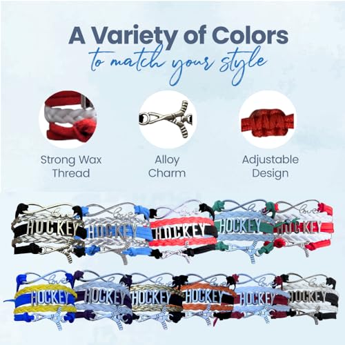 Hockey Bracelet – Red and White Infinity Love Wrap Wristband with Hockey Stick Charm – Gift for Hockey Players, Teams, and Fans4