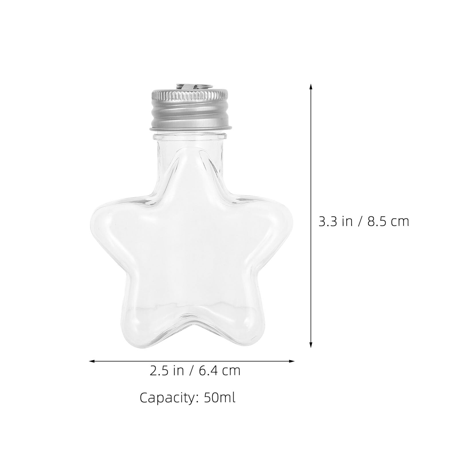 16 barattoli in plastica a forma di stella da 50 ml con coperchio argentato e anello per appenderlo, riutilizzabili, per caramelle natalizie, bomboniere e decorazioni per alberi