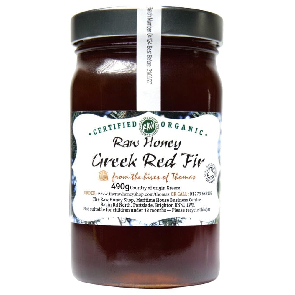 Active Raw Greek ORGANIC RED FIR HONEY 19.5, 490g - Organic Unpasteurised Cold Pressed Honeydew Honey – Rare High Altitude Forest Honey from Mount Kaliakouda – Natural Prebiotic & Antibacterial