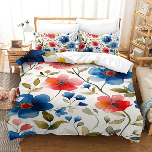Housse de couette microfibre respirante et douce lit simple fleurs 3D - 2