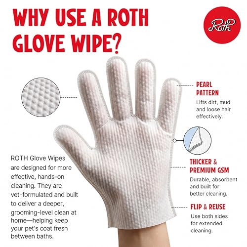 Image of ROTH Monthly Care Kit for Cats | Dental Wipes + 2 x 4 pc Grooming Gloves | Full Month Pet Care Solution | Vet Formulated Hygiene Kit