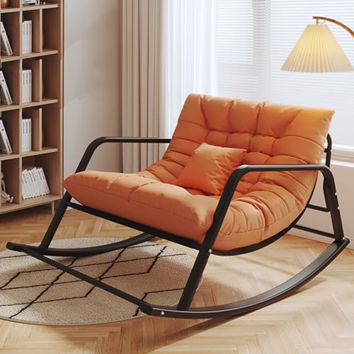 Mecedora moderna de gran tamaño para guardería y patio, sillón de respaldo alto con soporte de 440 libras, cómoda silla lateral con marco de hierro, ideal para sala de estar y dormitorio (opciones de