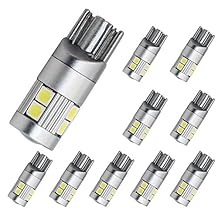 Yolu 10-Pack T10 LED White 9-SMD 3030 T10 W5W LED Bulbs Super Bright Interior Replacement Side Lights 168 194 2825 Wedge Bulbs for 12V License Plate Dashboard Side Marker Light Map Dome Lamp