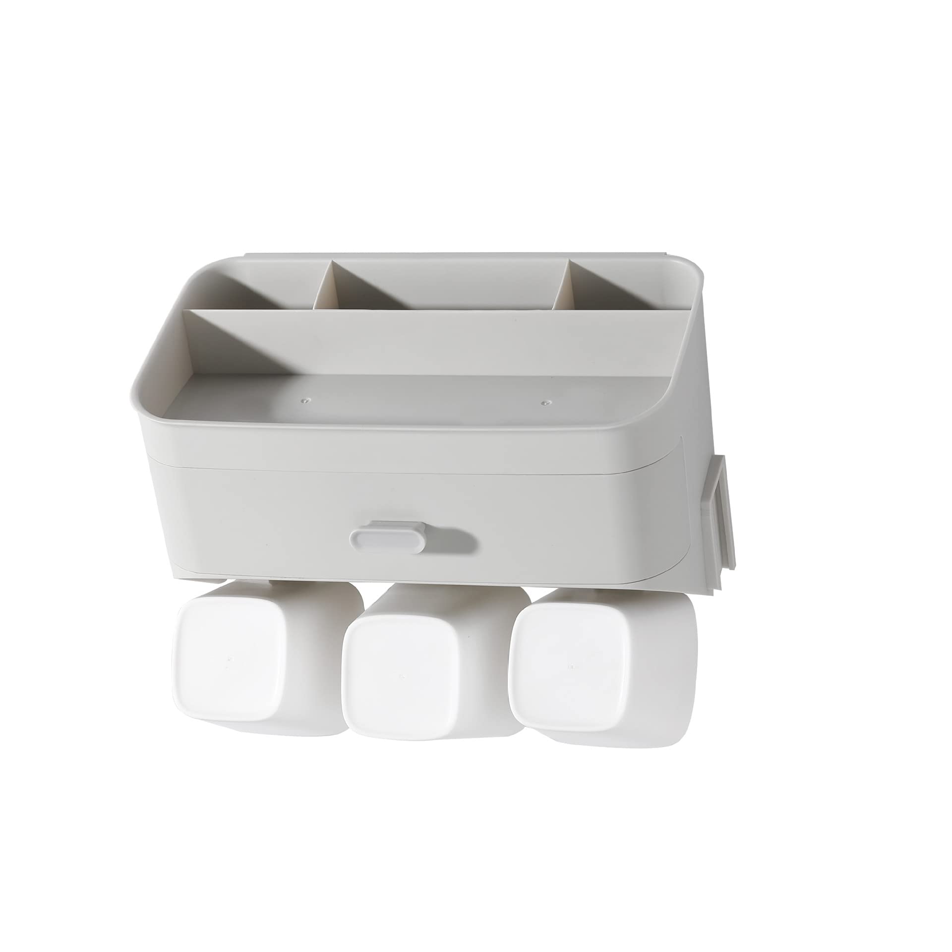 Porte-brosse à dents mural anti-désordre avec 3 tasses pour éliminer l'eau stagnante