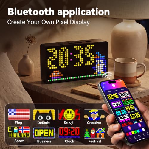 Smart pixel clock,LED alarm,APP control DIY text,Living room digital clock - Image 2
