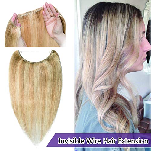 You Are My Sunshine My Only Invisible Wire Hair Extensions 16 Inch Ash Blonde&Bleach Blonde