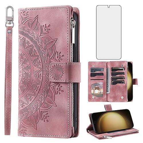 Coque Samsung S23 5G chic avec verre trempé de protection et finitions mandala