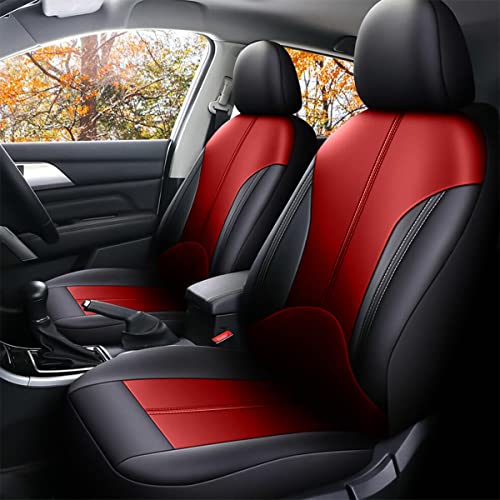 Car Seat Cover For Front Seat With Headrest Cover, Pu Leather Breathable Soft Automotive Protectors, Waterproof Non-Slip Vehicle Cushion Cover, Car Accessories For Most Suv, Van, Car (Red) #TOP5