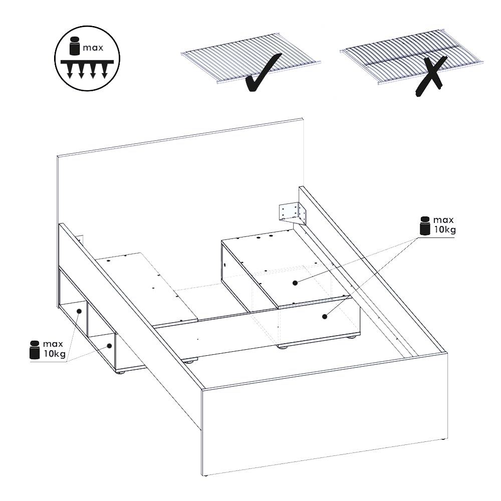 Lomadox Jugendzimmer Komplett-Set mit Bett 120x200 in grau mit Holz, Kleiderschrank 3-türig, Regal, Bücherregal, Highboard, Doppelbett, Schreibtisch, Studentenzimmer, Kinderzimmer