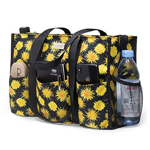 Image of TOPDesign Utility Water Resistant Tote Bag with 13 Pockets, Top Zipper Closure & Thick Bottom Support, for Working Women