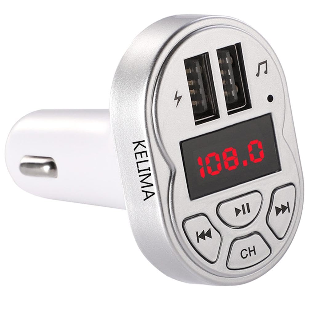 COMBR KELIMA A2 Car FM Transmitter Bluetooth Audio Adapter Dual USB Port Silver