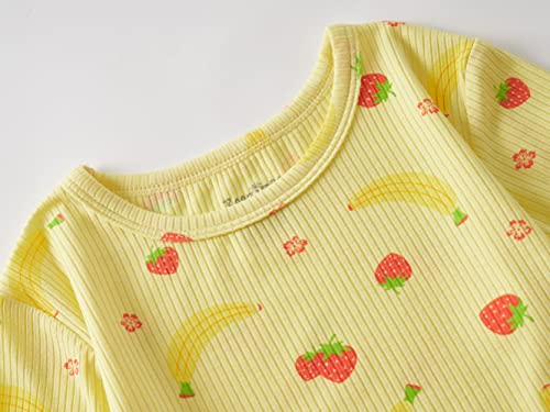 Beezizac Toddler & Little Girls Pajamas Cute Ditsy Floral/Strawberry Fruit Tee & Shorts PJ Spring Set Kid Size 2T- 102