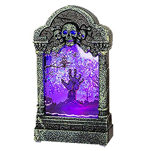CAOLATOR. Luces de Noche de Halloween LED Adornos de lápidas Brillantes PVC Halloween LED Luces Bruja Lindo Calabaza LED Halloween para Interior Exterior Hogar Decoración Fiesta-7.2 * 3.8 * 12.6cm