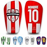 Oxum Sport - Espinilleras de Fútbol Personalizadas para Niños y Adultos - Personaliza con tu Foto, Número y Nombre. Bolsita para espinilleras de Regalo- Gama One (Club)