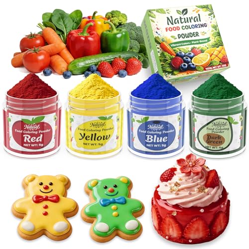 Natural Food Coloring Powder - 4 Colors Plant Based Natural Food Dye Powder, No FD&C & Artificial...
