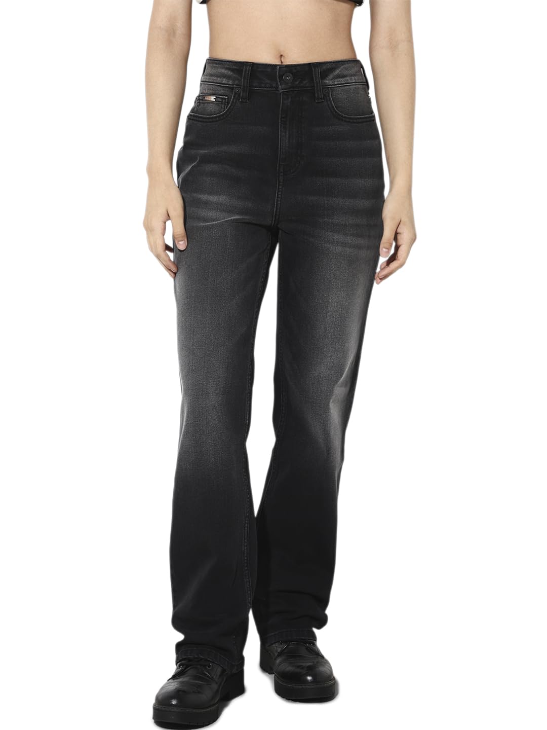 only Women Straight Fit High-Rise Light Fade Stretchable Jeans-picture-10