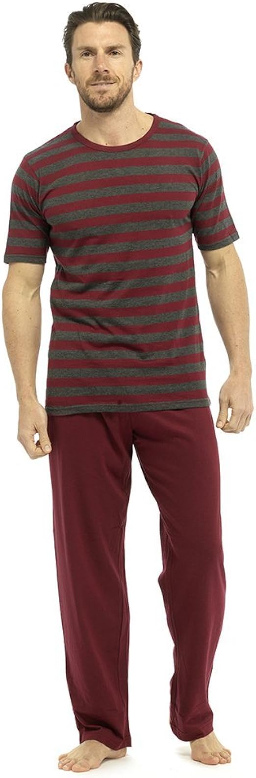 Herrenschlafanzug HT332C für den Sommer, Set aus Kurzarmoberteil und
