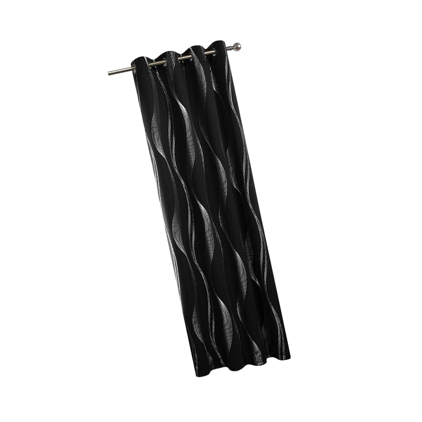 PANGBOER Modern Silver Waves Print Blackouts Curtain Grommets Top Darkening Window Drape for Bedroom Living Room Sun Blocking 100X200Cm Polyester Sun Blocking Panel