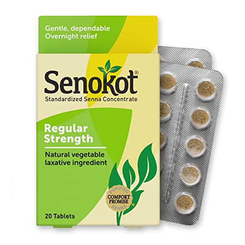 Senokot Regular Strength, Natural Vegetable Laxative Ingredient Senna For Gentle Dependable Overnight Relief Of Occasional Constipation, 20 Tablets #TOP7